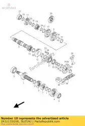 Aqui você pode pedir o engrenagem, 2ª conduzida em Suzuki , com o número da peça 2432135G00: