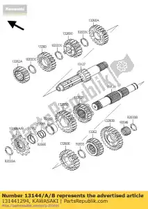 kawasaki 131441294 saída da roda dentada, 13t o kx250-l1 - Lado inferior