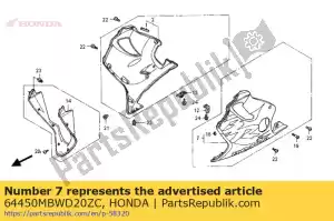 Honda 64450MBWD20ZC conjunto de capucha, l. inferior (wl) * - Lado inferior