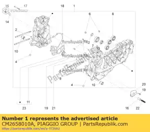 Piaggio Group CM2658010A cárter completo 1er gato. - Lado inferior