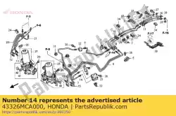 Aqui você pode pedir o tubo secundário c, freio em Honda , com o número da peça 43326MCA000: