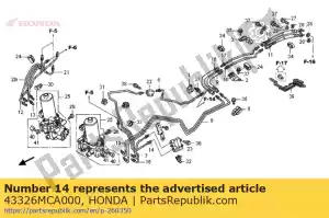 Honda 43326MCA000 tubo secundário c, freio - Lado inferior