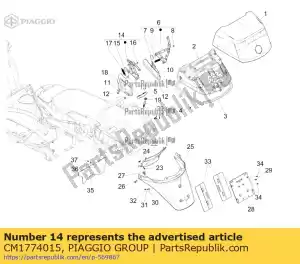 Piaggio Group CM1774015 dobradiça com mola e amortecedor esquerdo - Lado inferior