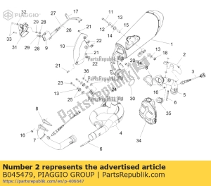 aprilia B045479 exhaust pipe heat prot. - Bottom side