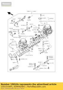 Kawasaki 150101695 carburetor,rh - Bottom side