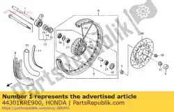 Ici, vous pouvez commander le essieu, fr. Roue auprès de Honda , avec le numéro de pièce 44301KRE900: