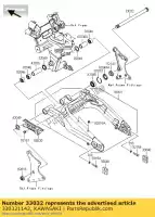 330321142, Kawasaki, albero-braccio oscillante zx1000-b1 kawasaki er-6f er-6n kle klz zr zx 650 750 1000 1988 1989 1990 1999 2001 2003 2006 2007 2008 2009 2010 2011 2012 2013 2014 2015 2016, Nuovo