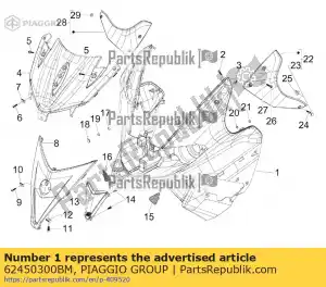 Piaggio Group 62450300BM front shield. white - Bottom side