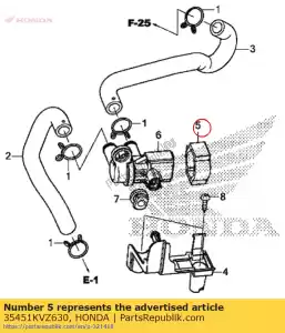 Honda 35451KVZ630 tampa, soleno de injeção de ar - Lado inferior