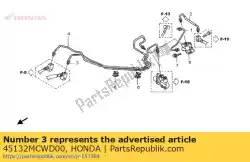 Ici, vous pouvez commander le tuyau principal, fr. Frein auprès de Honda , avec le numéro de pièce 45132MCWD00: