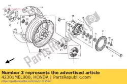 Aqui você pode pedir o eixo, rr. Roda em Honda , com o número da peça 42301MEL000: