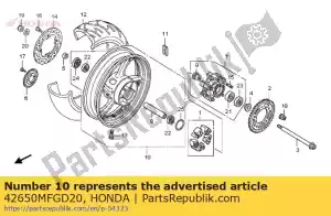 Honda 42650MFGD20 rueda subconjunto., rr. - Lado inferior