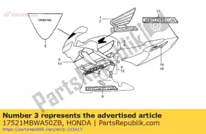 Honda 17521MBWA50ZB faixa, r f * tipo2 * - Lado inferior