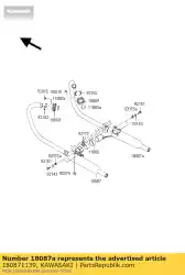 uitlaat, rechts van Kawasaki, met onderdeel nummer 180871139, bestel je hier online: