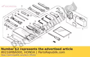 honda 89216MBA000 chave, plugue, 16,5 - Lado inferior