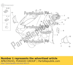 Aprilia AP8239243, Scudo anteriore, nero + decalcomania, OEM: Aprilia AP8239243