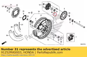 Honda 91252MAS003 sello antipolvo, 30x56x7.5 - Lado inferior