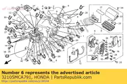 Here you can order the no description available at the moment from Honda, with part number 32105MCA791: