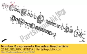 Honda 23481GELA80 engrenagem, c-3 25t - Lado inferior