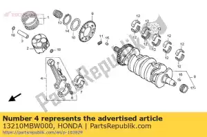 honda 13210MBW000 haste assy., conectando - Lado inferior