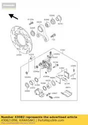 pad-assy-rem van Kawasaki, met onderdeel nummer 430821098, bestel je hier online: