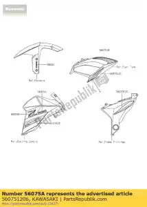 kawasaki 560751206 patroon, tankdeksel, lh, lw zr800 - Onderkant