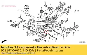 Honda 90116MCA000 parafuso, ajuste, (m20-43. - Lado inferior