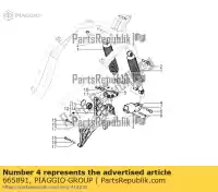 665891, Piaggio Group, Staffa di connessione dell'ammortizzatore posteriore sinistro piaggio beverly zapm69200 125 300 2010 2016, Nuovo