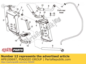aprilia AP9100697 clip de manguera 21x8 - Lado inferior