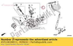 Qui puoi ordinare cilindro secondario ass., fr. M da Honda , con numero parte 45510K28911: