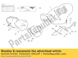 Ici, vous pouvez commander le couvercle latéral gauche auprès de Piaggio Group , avec le numéro de pièce GU03476350: