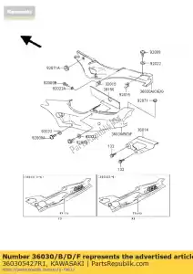 Kawasaki 360305427R1 cover-side, lh, p.a. whi - Onderkant