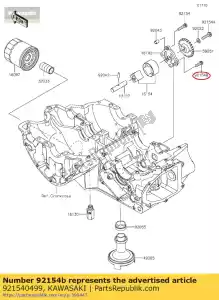 Kawasaki 921540499 parafuso, flangeado, 6x18 - Lado inferior