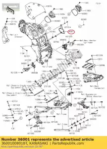 kawasaki 36001008018T cubierta lateral, batería, rh, bl zx140 - Lado inferior