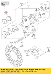 Here you can order the pad-assy-brake from Kawasaki, with part number 430820043: