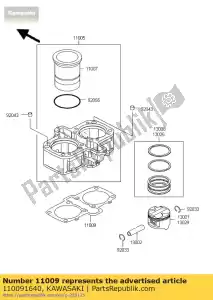 kawasaki 110091640 pakking, cilindervoet ex500-a1 - Onderkant