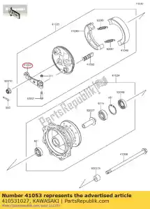 kawasaki 410531027 lever-brake cam,fr kx80-e1 - Bottom side