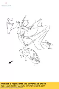 suzuki 4811110G00YHF bouclier, jambe avant - La partie au fond