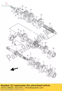 suzuki 2432138B20 versnelling, 2e aangedreven - Onderkant