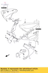 Suzuki 6813148G11 embleem, frm cov. - Onderkant