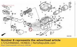 Aquí puede pedir sello, conducto del filtro de aire de Honda , con el número de pieza 17252HN8A60: