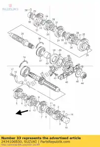 suzuki 2434106B30 engrenagem, 4ª conduzida - Lado inferior