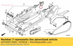 Aquí puede pedir tapa, extremo del basculante de Honda , con el número de pieza 40546KYJ900: