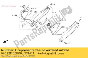 Honda 64322MBZK00 almofada, capa lateral - Lado inferior