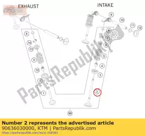 ktm 90636030000 válvula de admissão - Lado inferior