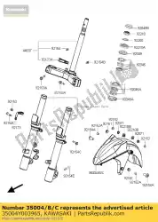 Qui puoi ordinare parafango anteriore, of. White sc300aff da Kawasaki , con numero parte 35004Y003965: