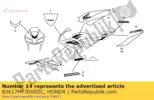 Honda 83617MFJD00ZC marca, rr. capota del asiento * tipo - Lado inferior