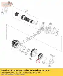 Here you can order the solid gear 2. Gear from KTM, with part number 76633002000: