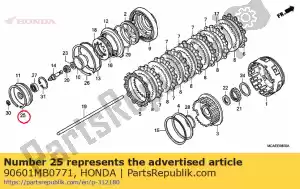 Honda 90601MB0771 circlip, interno, 95 - Lado inferior