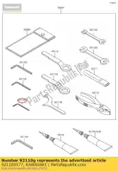 gereedschapsleutel, inbus, 3 mm van Kawasaki, met onderdeel nummer 921100577, bestel je hier online: